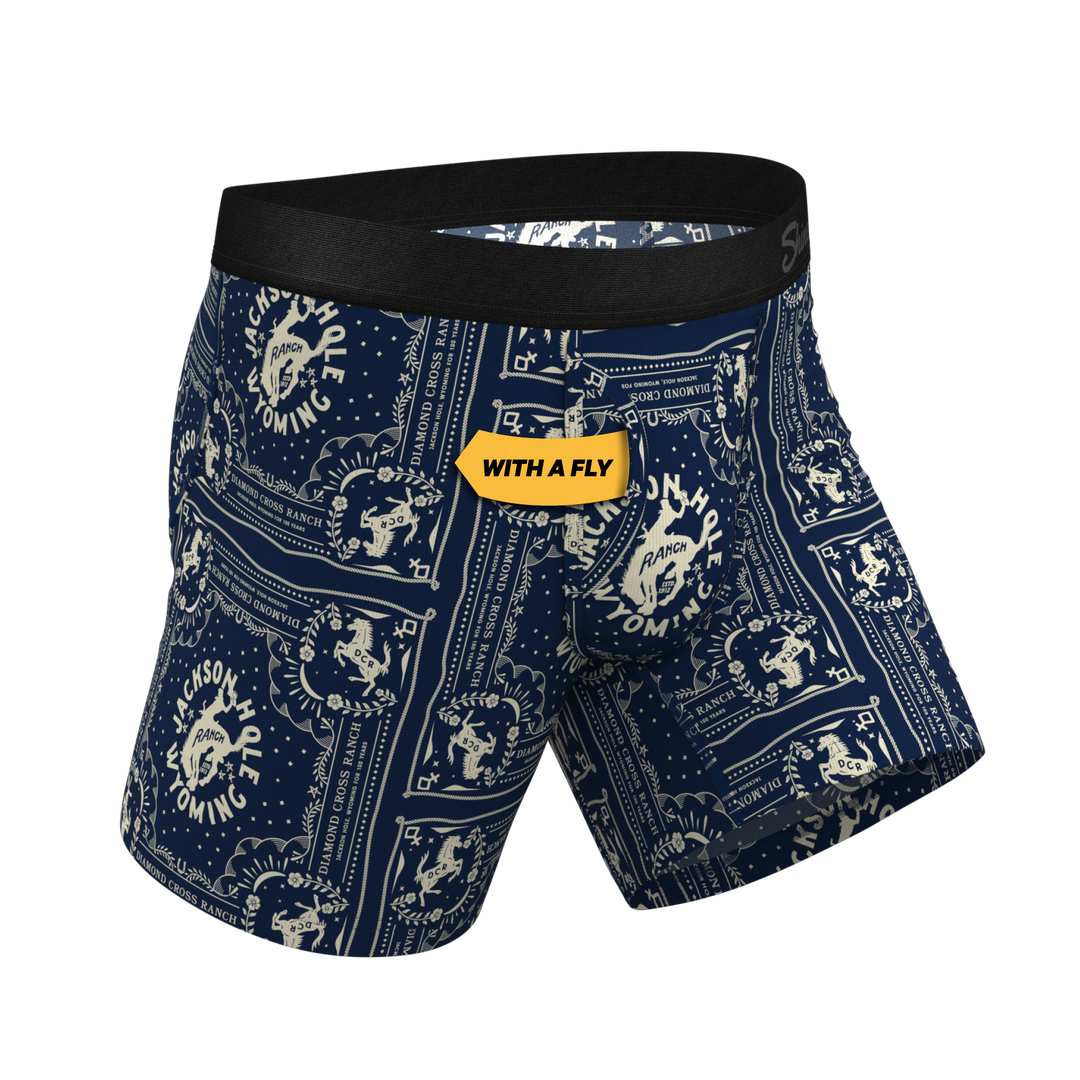 The Wrangle 'Em | Blue Bandana Shinesty x Diamond Cross Ranch Ball Hammock® Pouch Underwear With Fly