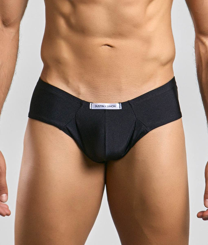 Malebasics Justin + Simon Cheek men's cheeky brief – soft chlorine-resistant underwear and swimwear