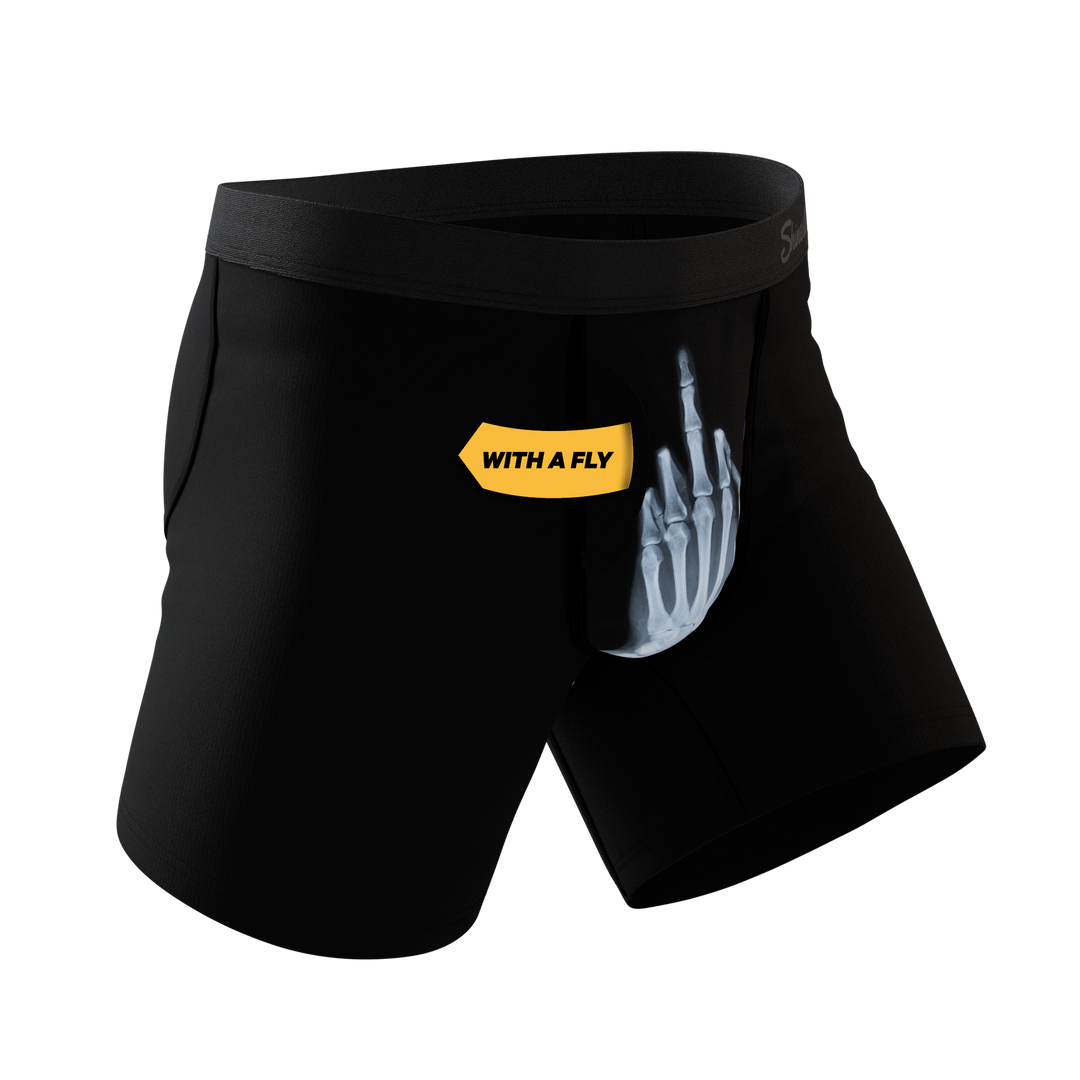 Shinesty The XXX-Ray middle finger x-ray Ball Hammock underwear with fly – men's x-ray print fly boxer