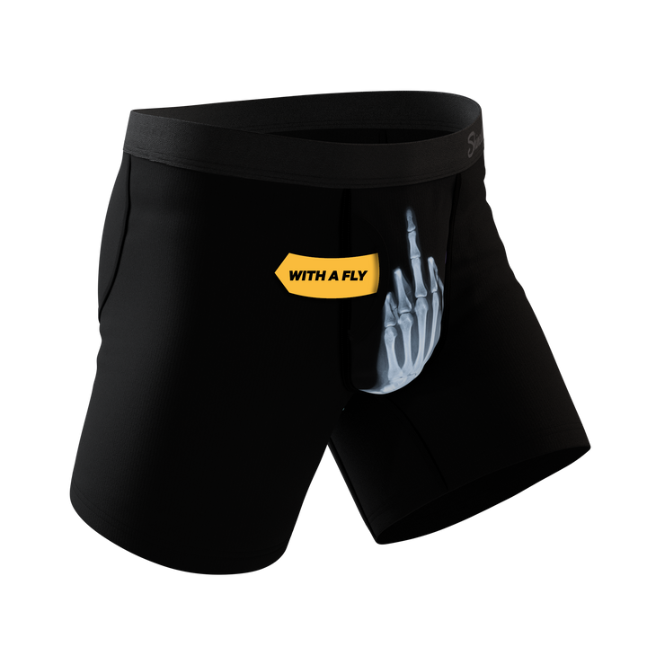 Shinesty The XXX-Ray middle finger x-ray Ball Hammock underwear with fly – men's x-ray print fly boxer