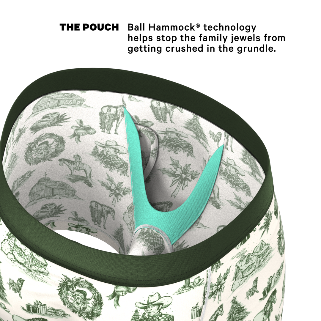 Shinesty "Xmas In Texas" Western Toile Ball Hammock® Boxer Briefs with Fly
