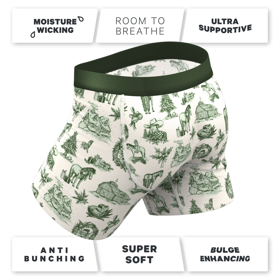 Shinesty "Xmas In Texas" Western Toile Ball Hammock® Boxer Briefs with Fly