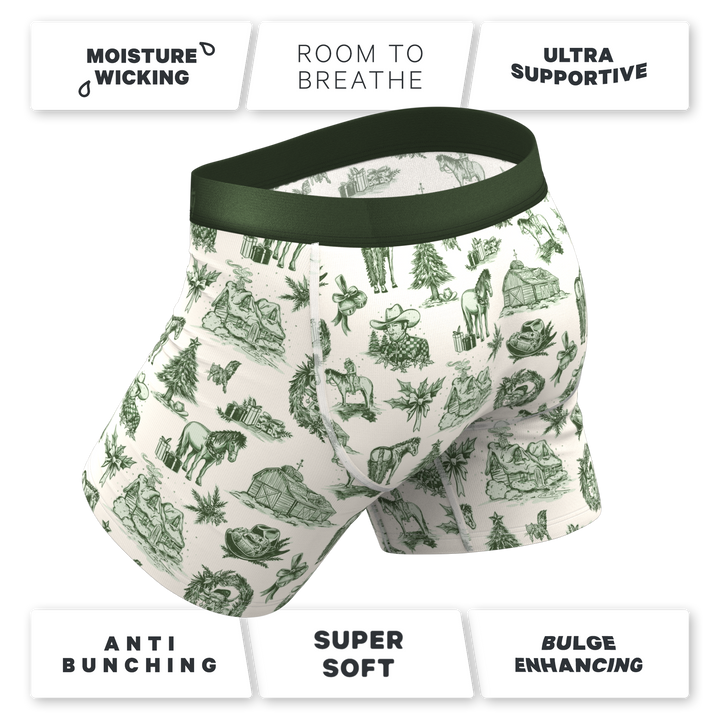 Shinesty "Xmas In Texas" Western Toile Ball Hammock® Boxer Briefs with Fly