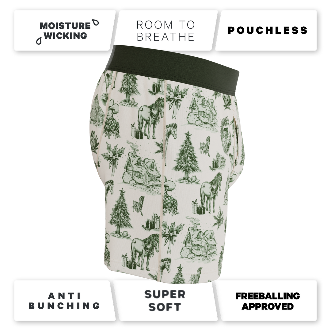 Shinesty "Xmas In Texas" Western Toile Men's Boxers | Festive Holiday Print Underwear