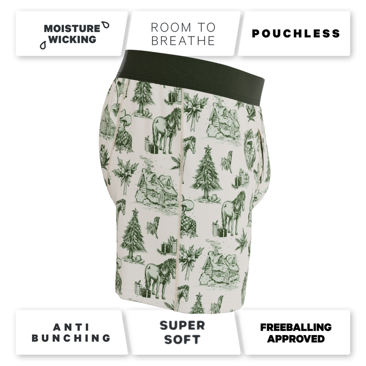 Shinesty "Xmas In Texas" Western Toile Men's Boxers | Festive Holiday Print Underwear