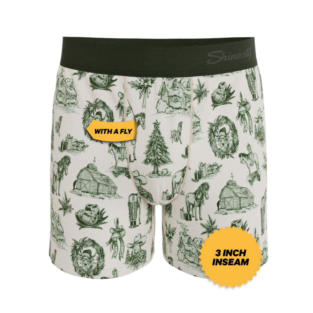 Shinesty "Xmas In Texas" Western Toile Men's Boxers | Festive Holiday Print Underwear
