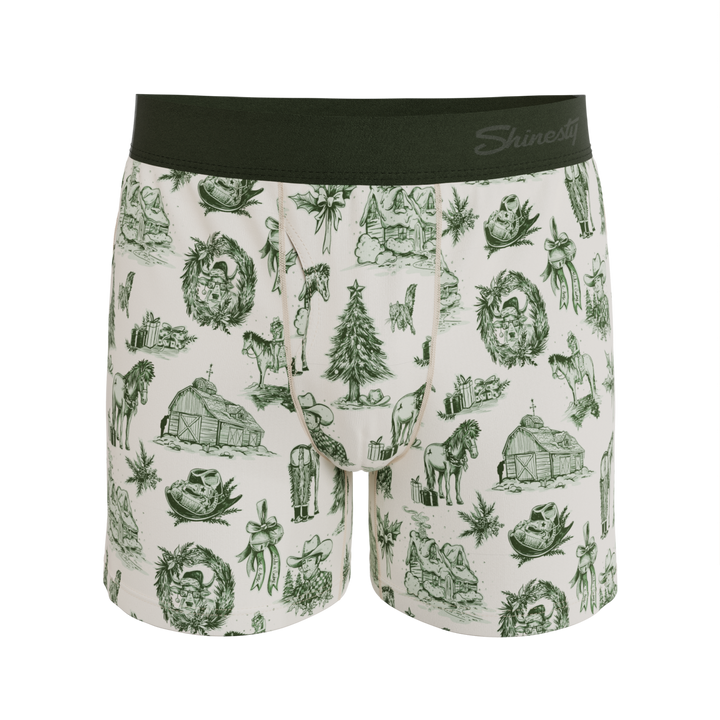 Shinesty "Xmas In Texas" Western Toile Men's Boxers | Festive Holiday Print Underwear