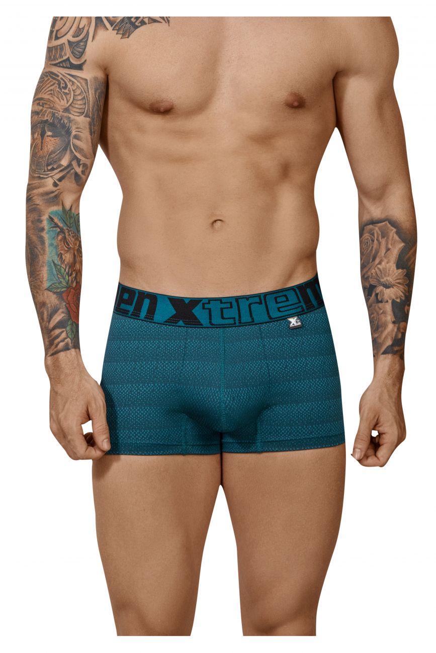 Xtremen Geometric Jacquard Men's Trunk Underwear in Petrol – men's trunks