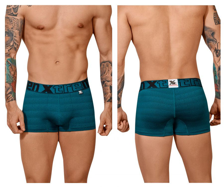 Xtremen Geometric Jacquard Men's Trunk Underwear in Petrol – men's trunks