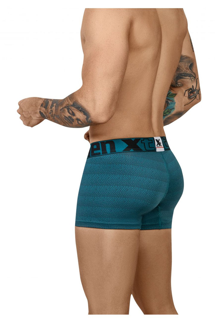 Xtremen Geometric Jacquard Men's Trunk Underwear in Petrol – men's trunks
