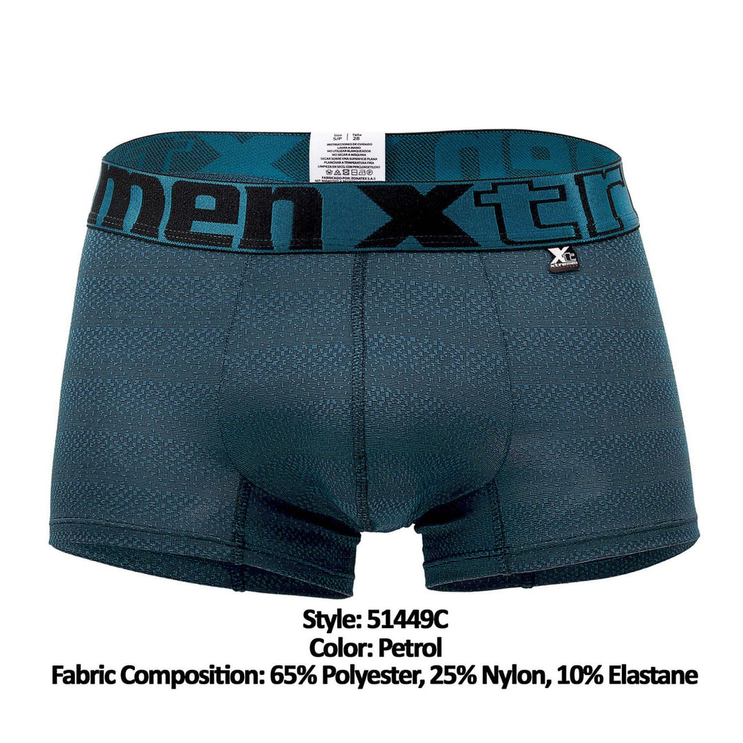 Xtremen Geometric Jacquard Men's Trunk Underwear in Petrol – men's trunks
