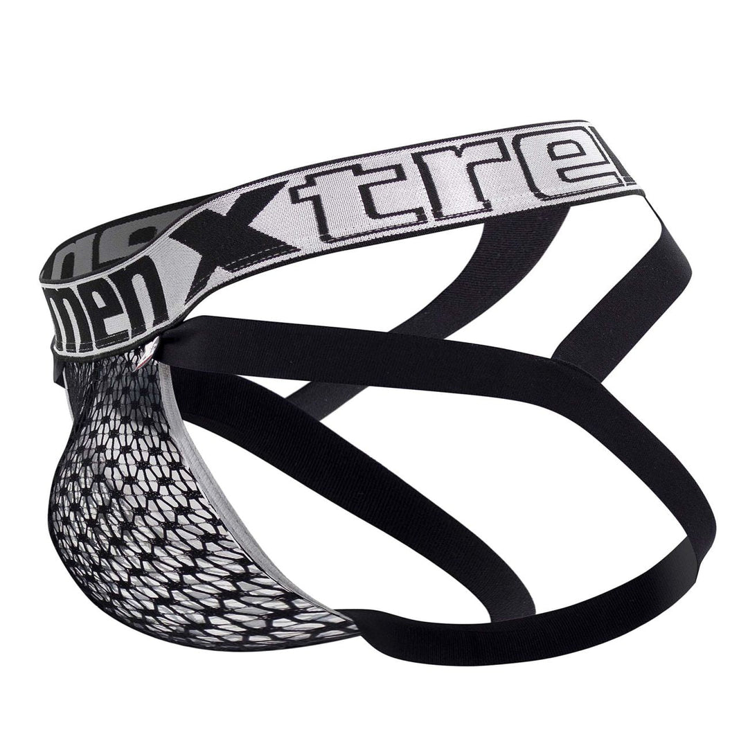 Xtremen men's black lace jockstrap – stretch fabric athletic supporter underwear