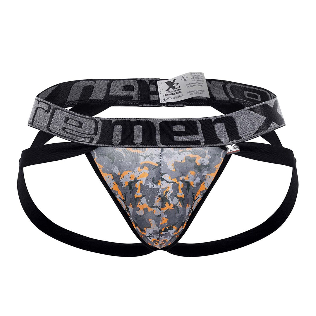Xtremen men's orange printed microfiber jockstrap – wide strap athletic underwear