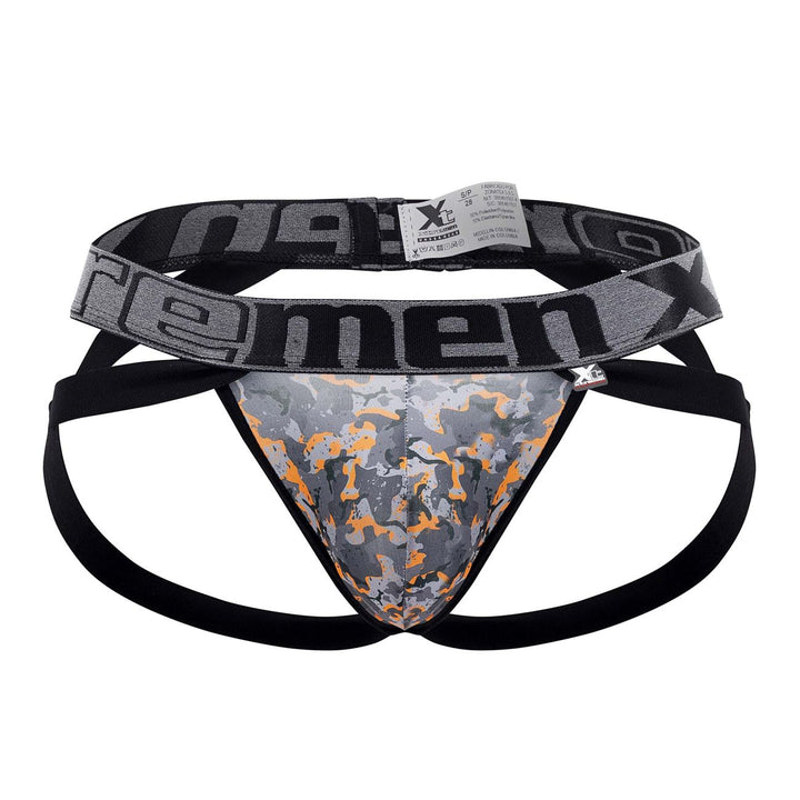 Xtremen men's orange printed microfiber jockstrap – wide strap athletic underwear