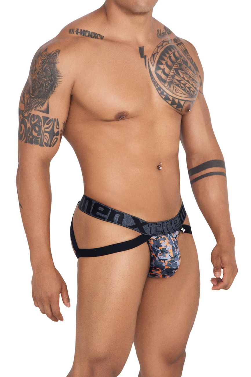 Xtremen men's orange printed microfiber jockstrap – wide strap athletic underwear