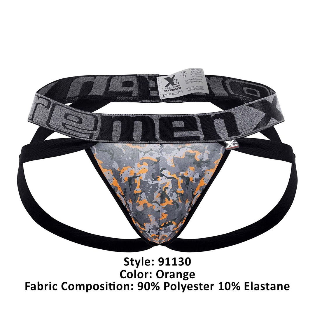 Xtremen men's orange printed microfiber jockstrap – wide strap athletic underwear