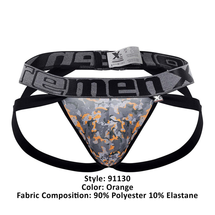 Xtremen men's orange printed microfiber jockstrap – wide strap athletic underwear