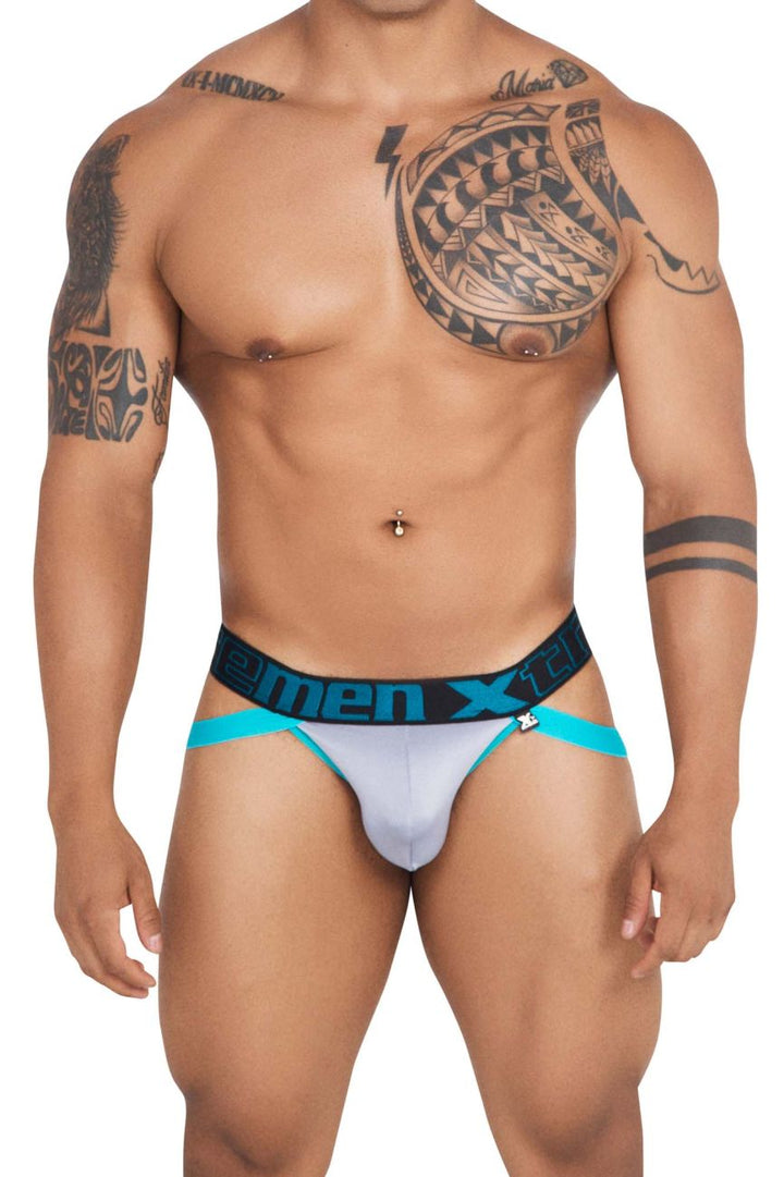 Xtremen men's light gray athletic jockstrap – low-rise lean-cut sporty underwear