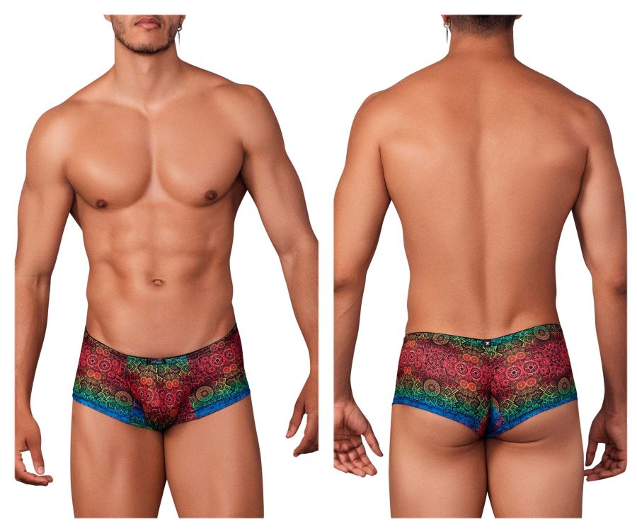 Xtremen men's mandala print microfiber trunks – contoured pouch full coverage underwear