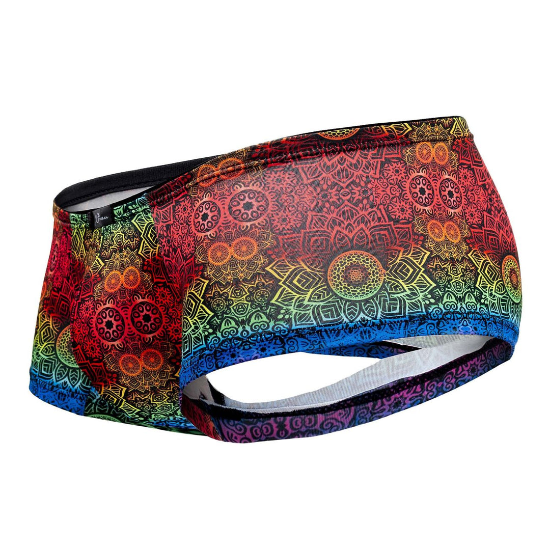 Xtremen men's mandala print microfiber trunks – contoured pouch full coverage underwear