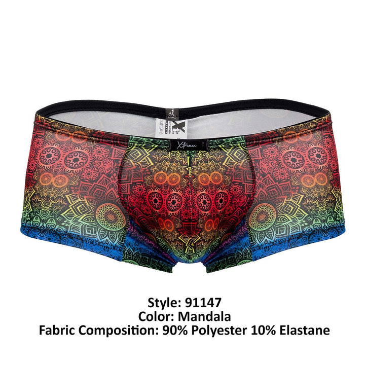 Xtremen men's mandala print microfiber trunks – contoured pouch full coverage underwear