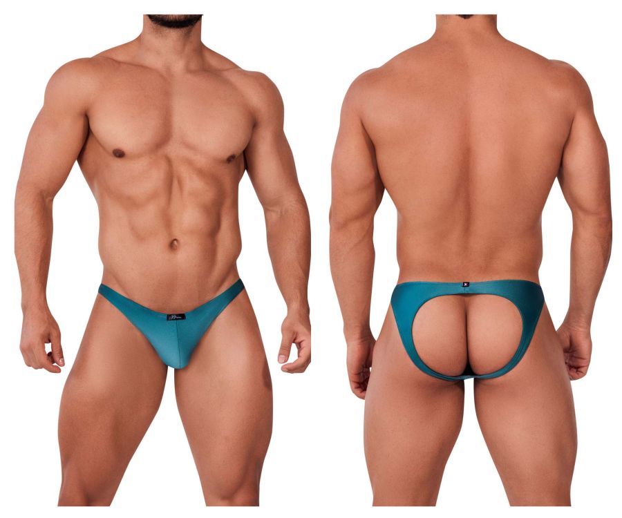 Xtremen men's silver Destellante jockstrap – athletic supporter naked-back underwear