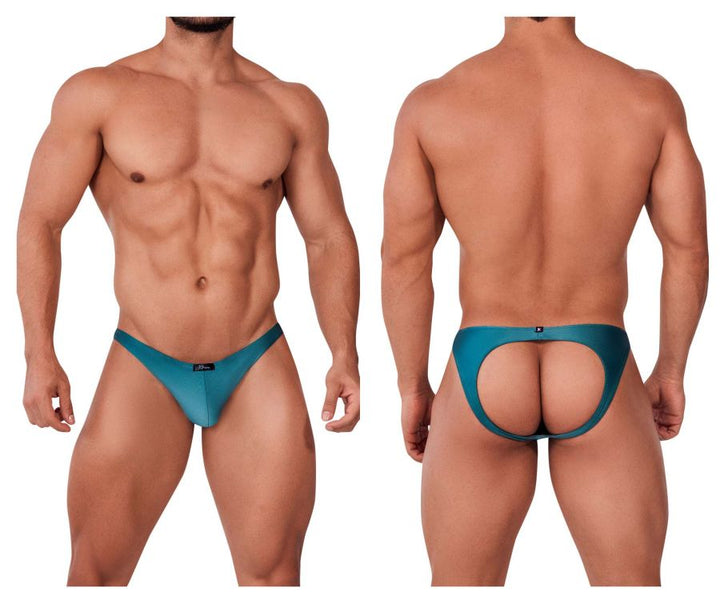Xtremen men's silver Destellante jockstrap – athletic supporter naked-back underwear