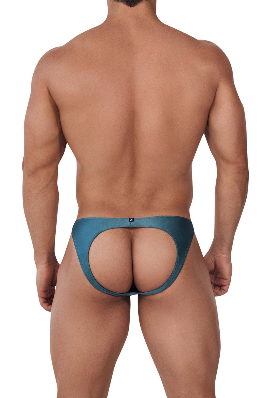 Xtremen men's silver Destellante jockstrap – athletic supporter naked-back underwear