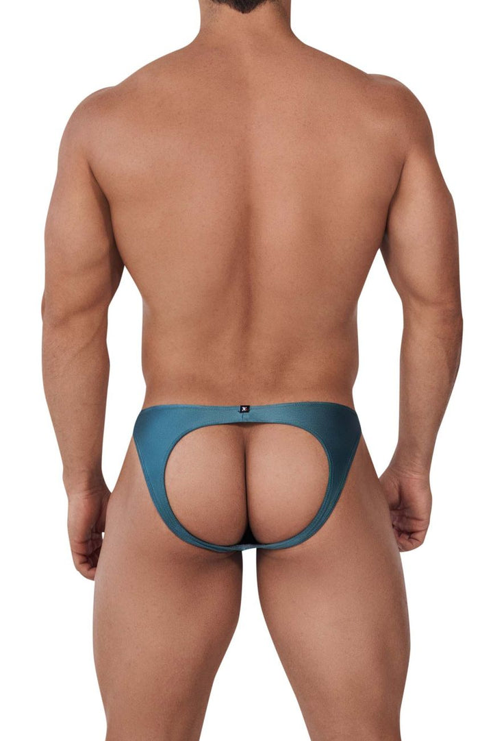 Xtremen men's silver Destellante jockstrap – athletic supporter naked-back underwear
