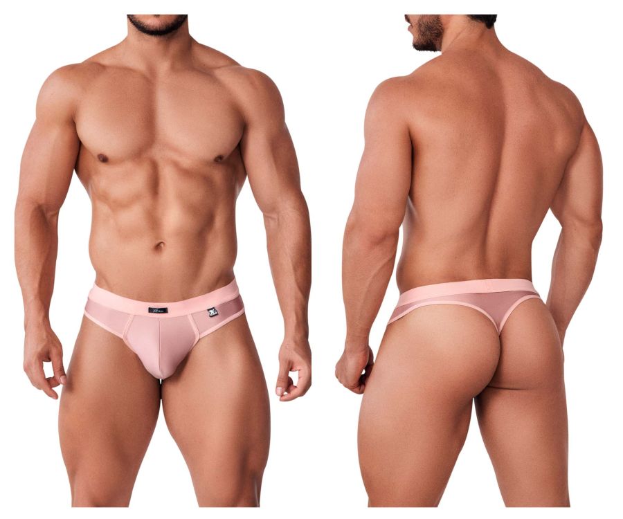 Xtremen men's rosewood Destellante thong – silky microfiber naked-back minimal underwear