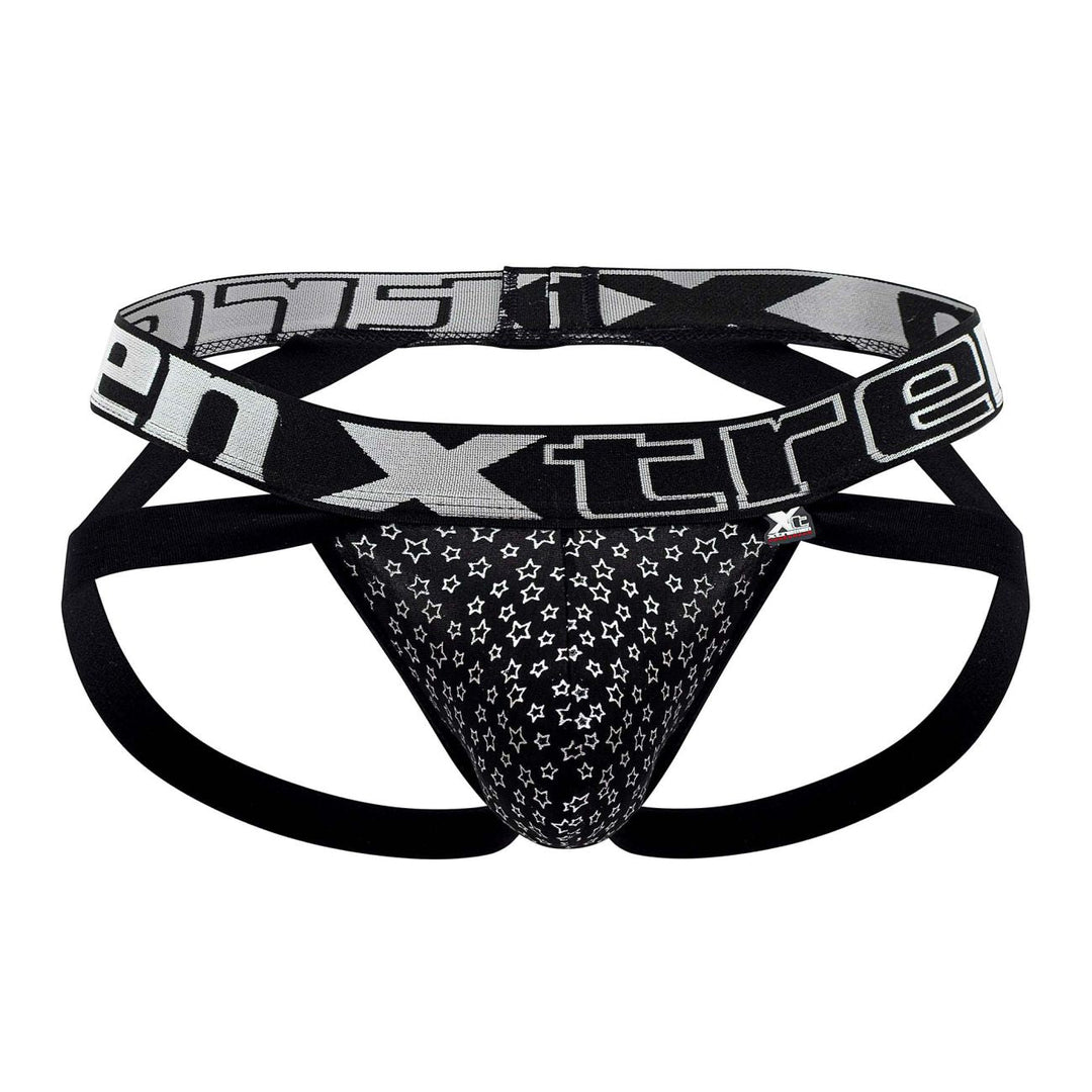 Xtremen men's black foil jockstrap – athletic supporter sporty underwear
