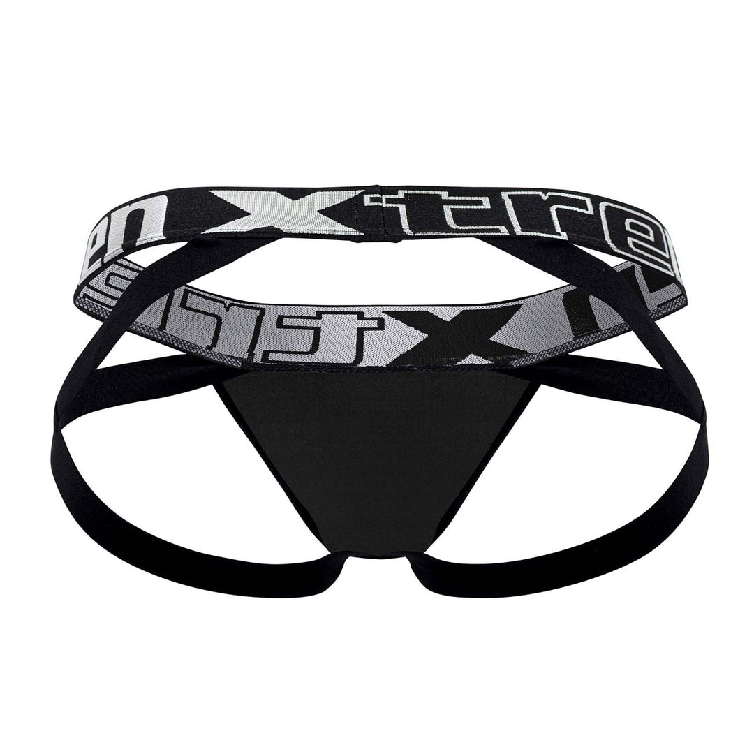 Xtremen men's black foil jockstrap – athletic supporter sporty underwear