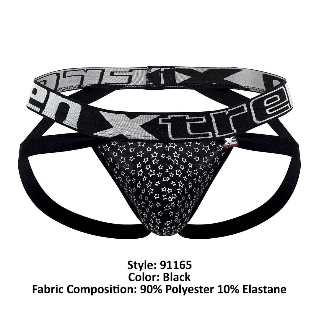 Xtremen men's black foil jockstrap – athletic supporter sporty underwear