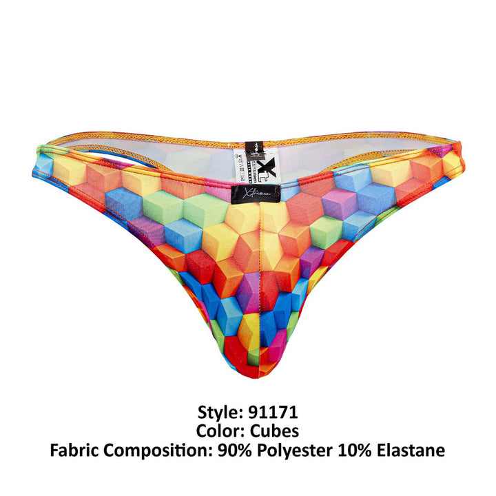 Xtremen Printed Men's Thong in Cubes – men's thongs