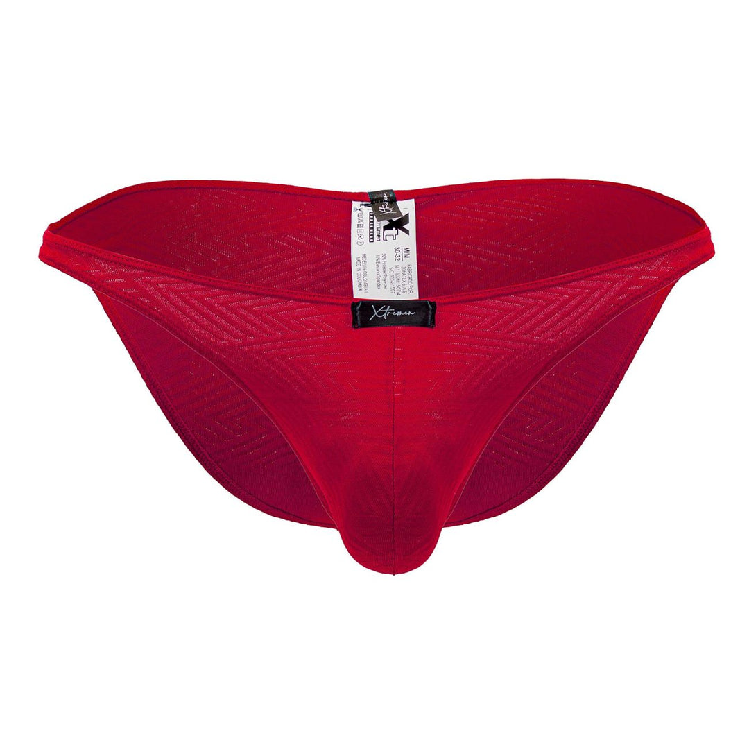Xtremen Jacquard Bikini in Red – men's briefs