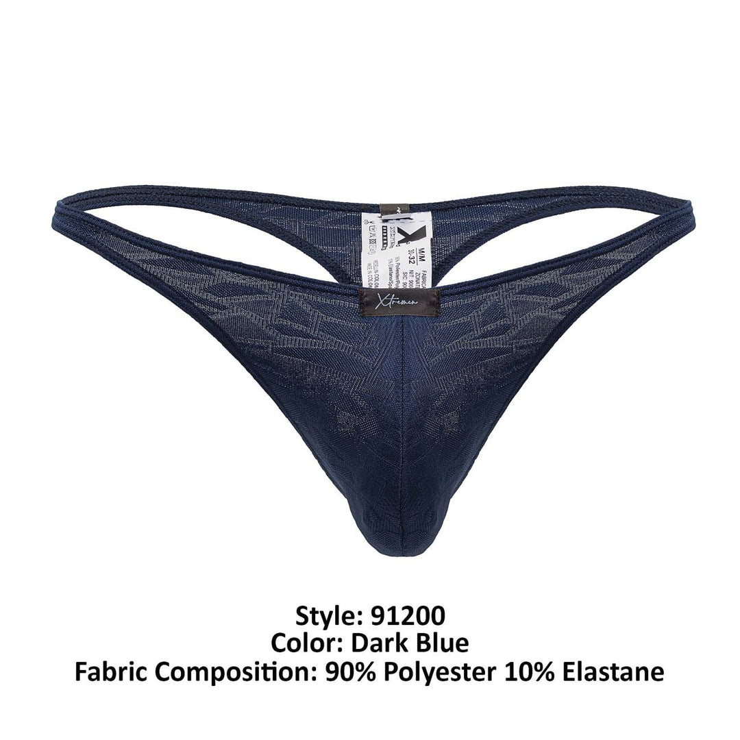 Xtremen Jacquard Men's Thong in Dark Blue – men's thongs