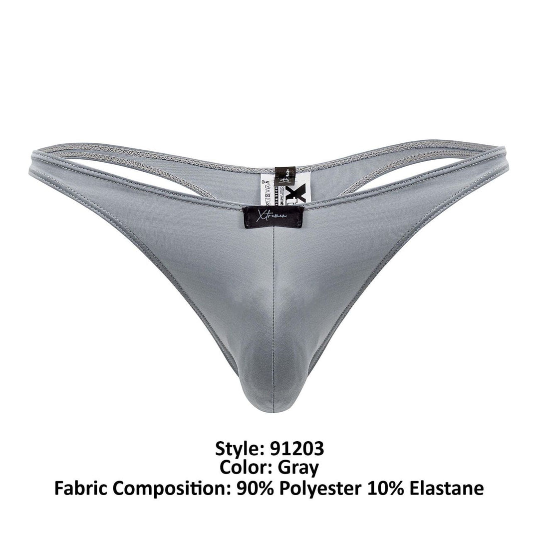 Xtremen men's gray microfiber thong – moisture-wicking naked-back minimal underwear