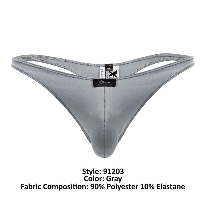 Xtremen men's gray microfiber thong – moisture-wicking naked-back minimal underwear