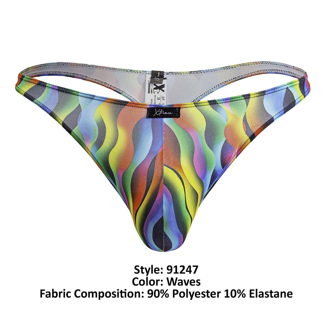 Xtremen Printed Thongs in Waves Print – men's thongs