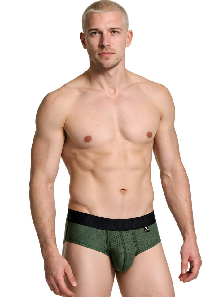 Xtremen Microfiber Mesh Men's Bikini Brief in Military Green – men's briefs