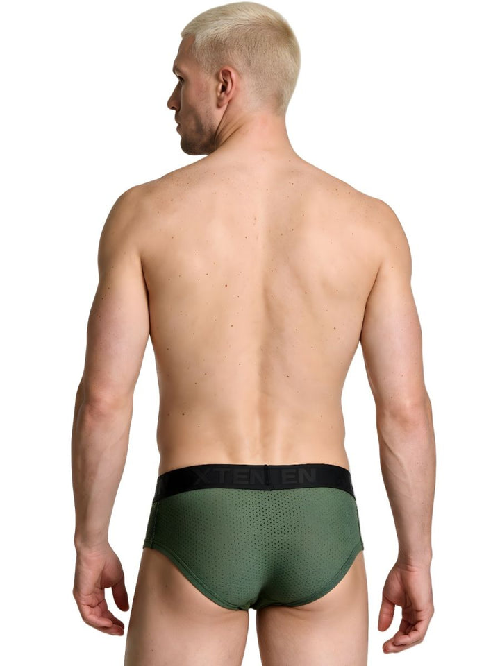 Xtremen Microfiber Mesh Men's Bikini Brief in Military Green – men's briefs
