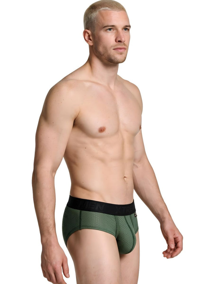 Xtremen Microfiber Mesh Men's Bikini Brief in Military Green – men's briefs