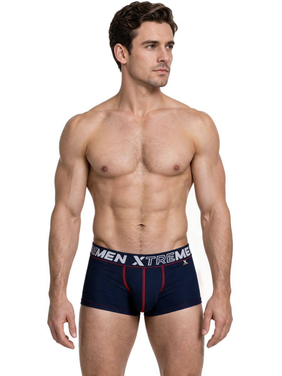 Xtremen Sleek Microfiber Stretch Men's Trunk Underwear in Dark Blue – men's trunks