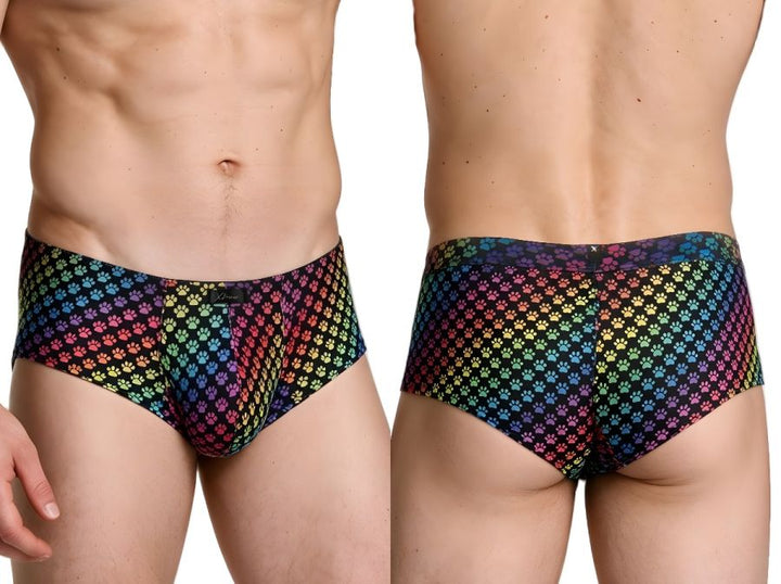 Xtremen Rainbow Microfiber Men's Bikini Brief in Paw Print – men's briefs