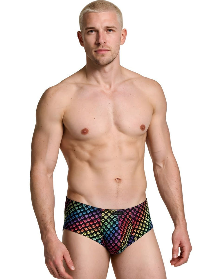 Xtremen Rainbow Microfiber Men's Bikini Brief in Paw Print – men's briefs