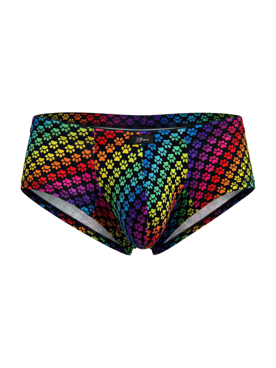 Xtremen Rainbow Microfiber Men's Bikini Brief in Paw Print – men's briefs