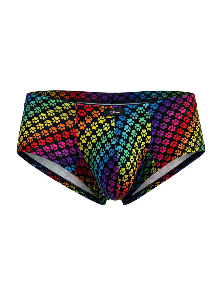 Xtremen Rainbow Microfiber Men's Bikini Brief in Paw Print – men's briefs