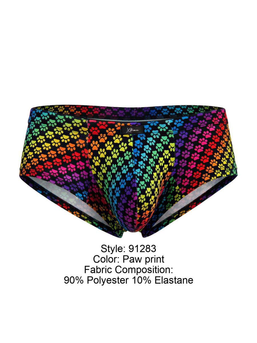 Xtremen Rainbow Microfiber Men's Bikini Brief in Paw Print – men's briefs
