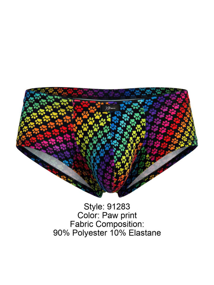 Xtremen Rainbow Microfiber Men's Bikini Brief in Paw Print – men's briefs