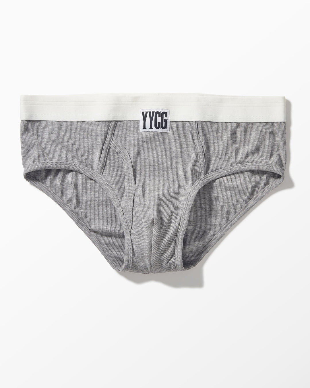 YYCG men's ribbed brief in gray – silky rayon stretch underwear front view